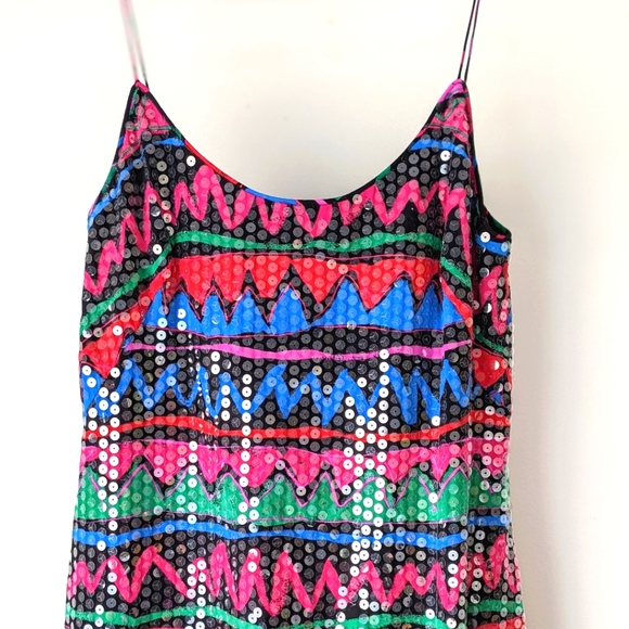 Saks Fifth Ave Retro Silk Sequin Dress - Picture 2 of 9